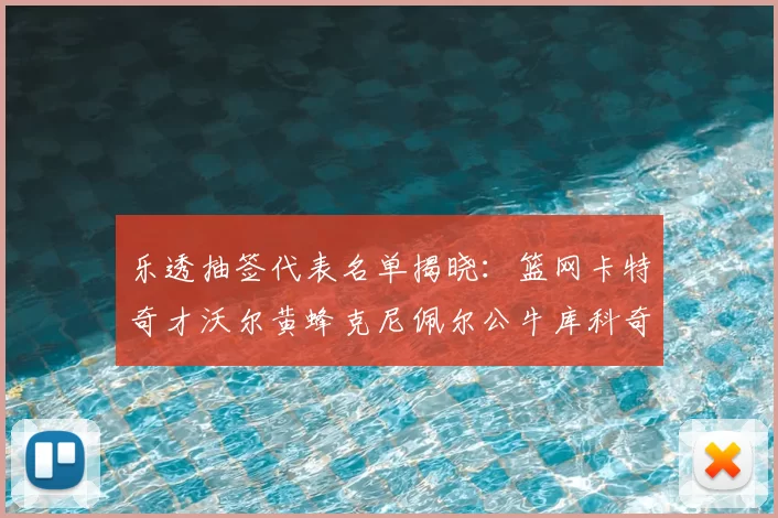 乐透抽签代表名单揭晓:篮网卡特奇才沃尔黄蜂克尼佩尔公牛库科奇齐聚一堂